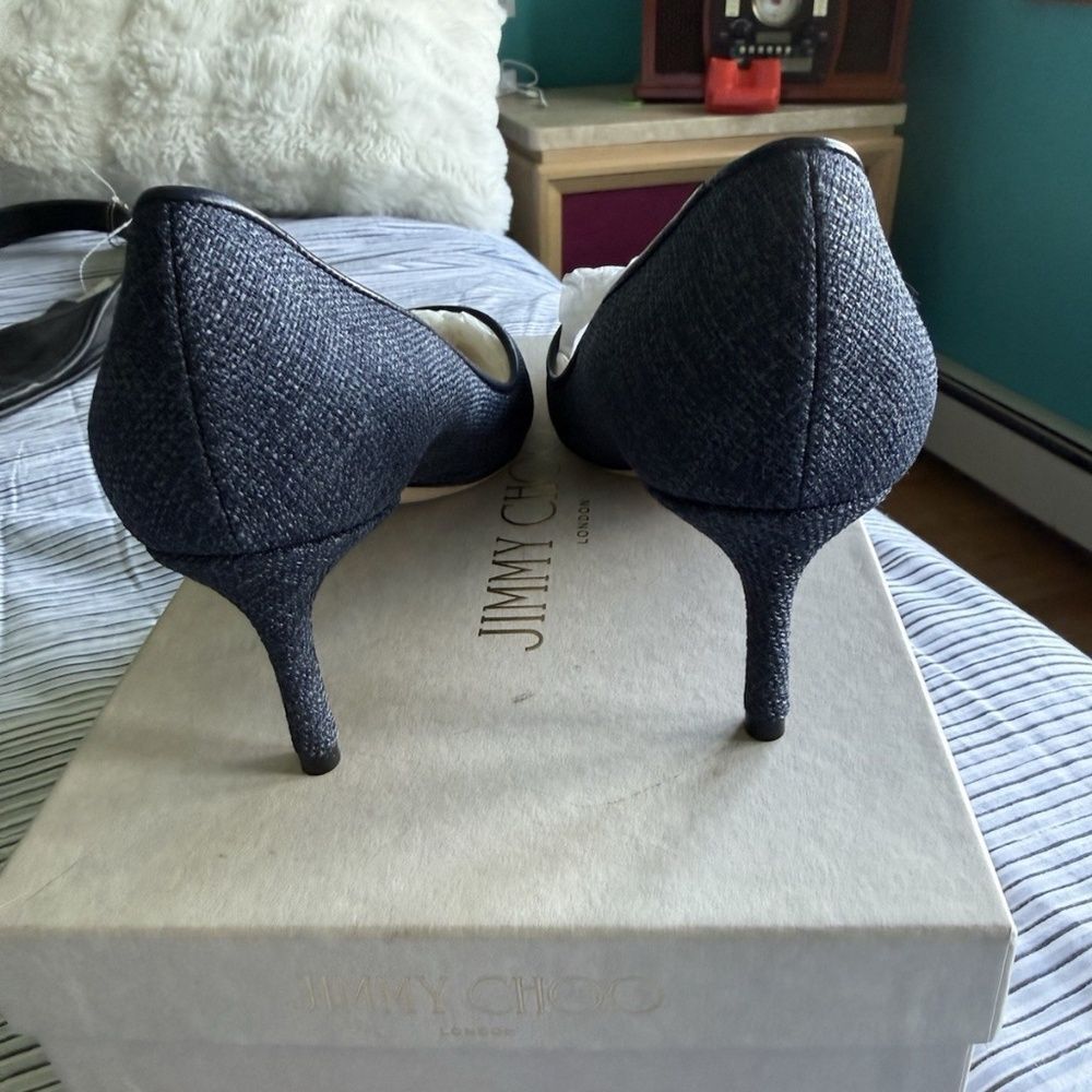 Jimmy Choo Romy 60 Navy Tweed, Brand New In Box - Picture 4 of 7